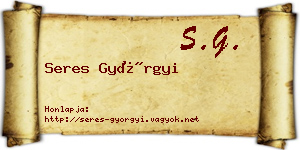 Seres Györgyi névjegykártya